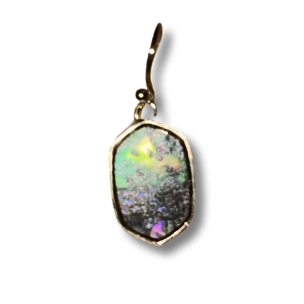 Mint Mongoose gold dangle earrings for women with abalone shell - Picture 2 of 7